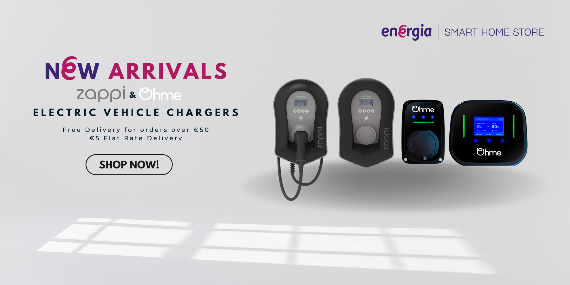 New EV ohme and zappi chargers now available on Energia's SMart home store